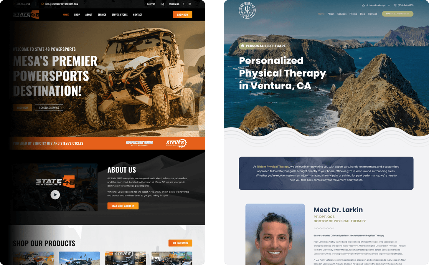 Websites designed and built by Think Creative for its clients